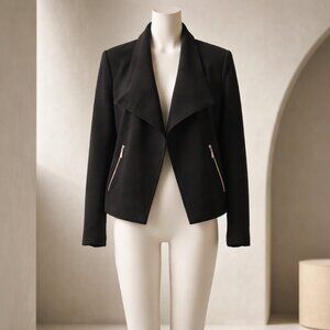 Calvin Klein Moto Style Jacket Size Small S Ribbed Fabric Gold Tone Hardware